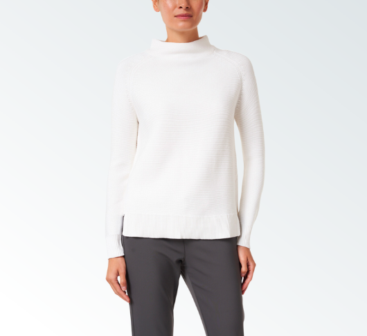 
            
                Load image into Gallery viewer, Kinross Cashmere - Garter Funnel Sweater in Winter White
            
        
