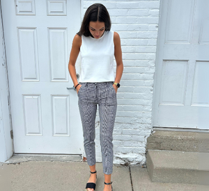 MAC - Chino Turn Up Checkered Pants in Ivory and Black