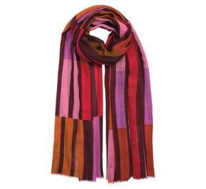 Echo - Color Block Stripe Happy Wrap in Port Pink