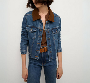 Veronica Beard - Cara Denim Jacket With Corduroy Collar in Thriller