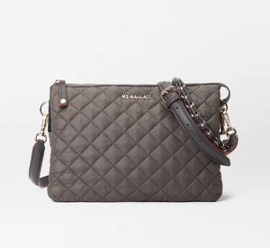 MZ Wallace - Crosby Pippa Large Rectangle Zip Top Quilted Bag in Magnet