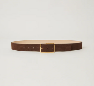 B-Low the Belt - Milla Suede Belt with Gold Buckle in Chocolate