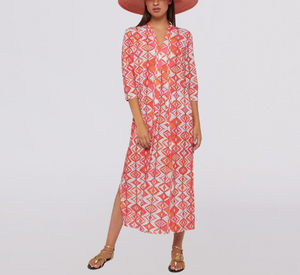 Vilagallo - Noam Geometric Knit Print Dress in Pink