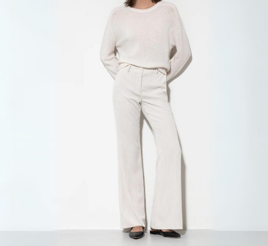 Luisa Cerano - Light Weight Flare Corduroy Pants in Eggshell