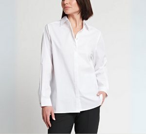 Hinson Wu - Sara 3/4 Sleeve Pleated Back Cotton Shirt in White