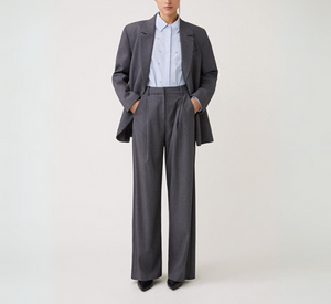 Suncoo - Jonas Full Leg Soft Pleated Trousers in Grey