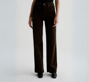 AG Jeans - Kora Wide Leg Fine Wale Corduroy in Rich Umber