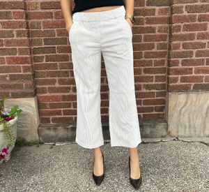 Mac - Chiara Pull on Crop Corduroy Pant in White Sand