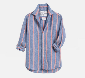 Frank & Eileen - Eileen Linen Relaxed Button-Up in Textured Red/White/Navy
