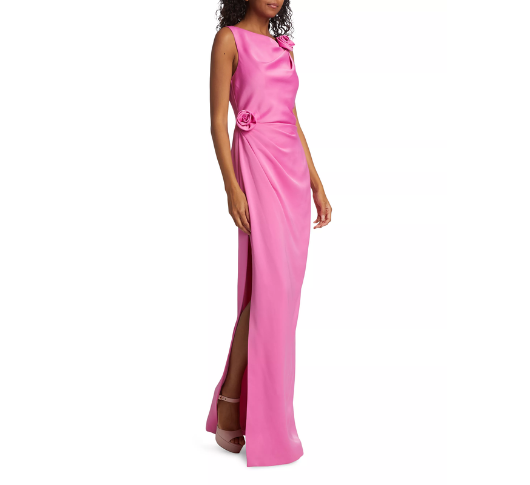 ML Monique Lhuillier - Leela Crepe Maxi Dress in Rose Pink