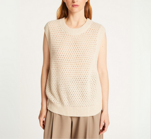 Maison Montagut - Raven Open Knit Sweater Vest in Ecru