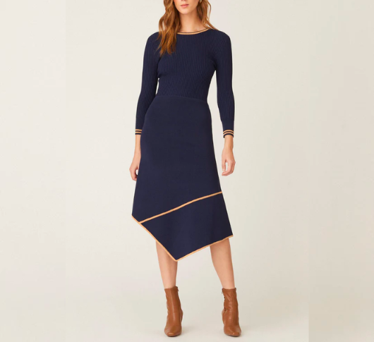 
            
                Load image into Gallery viewer, Shoshanna - Piper Dress in Navy/Camel
            
        