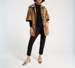 Frances Valentine - Nico Faux Fur Cheetah Poncho in Brown Multi