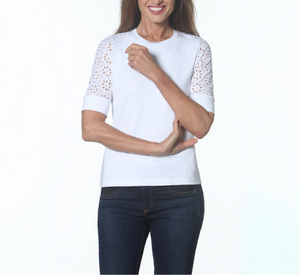 E.L.I - Eyelet Elbow Short Sleeve in White