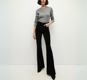 Veronica Beard - Beverly Velvet Skinny Flare Pants in Black