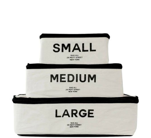 Bag-all - Cotton Packing Cubes, Print 3-Pack, in Cream