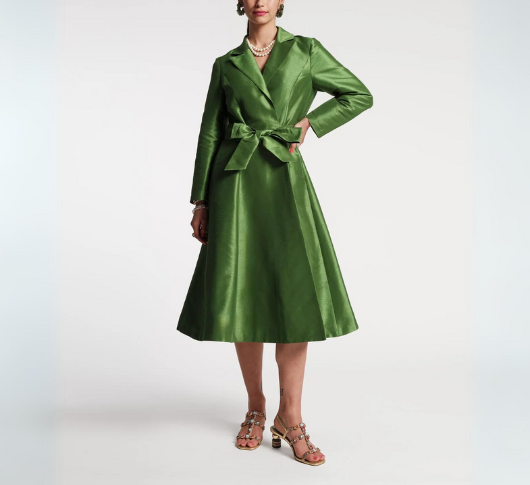 Frances Valentine - Lucille Dupioni Wrap Dress in Green
