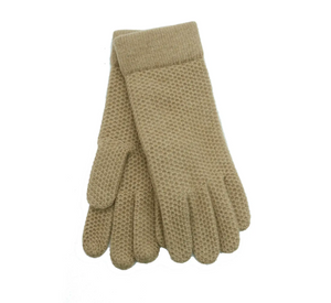 PORTOLANO - Cashmere Honeycomb Gloves in Light Camel