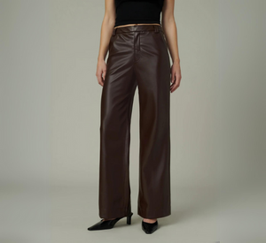 Joe's Jeans -  Mia Vegan Leather Crop Pants in Coffee