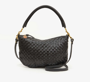 Clare V - Petit Moyen Woven Checker Small Bag in Black