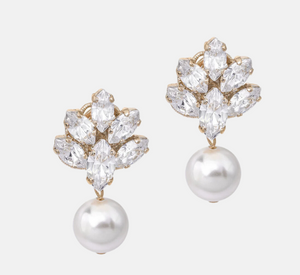 Anton Heunis - Crystal Cluster Pearl Drop Earrings in Gold