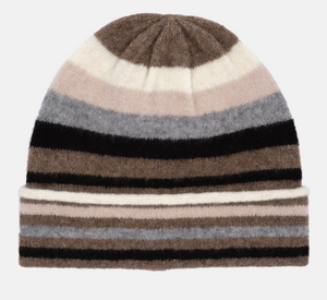 Echo - Stripe Beanie in Pebble & Black