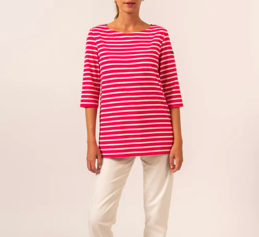 Saint James - UV Protection UPF Top in Pink/Ivory Stripe