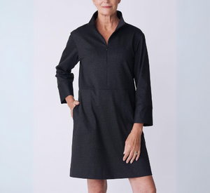 Kal Rieman - Harper 1/4 Zip Ponte Dress in Charcoal