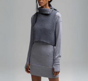 NFP - Chunky Turtleneck Short Vest with Snaps in Zinc