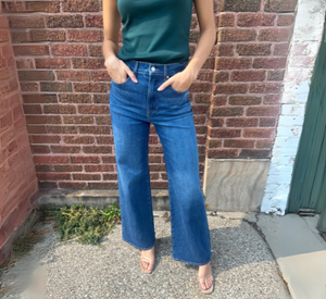 Veronica Beard - Taylor Hi-Rise Wide Leg Jeans in Bright Blue