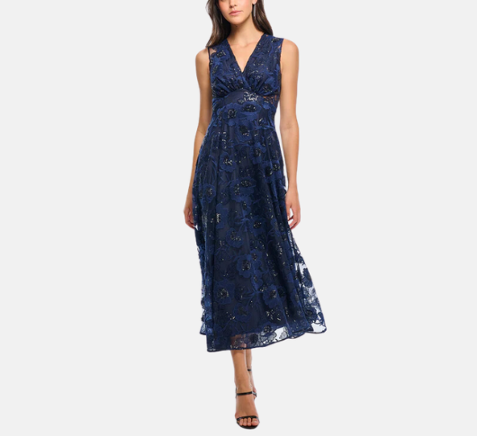Shoshanna Women's Midnight Zia Embroidered Floral Tulle Elliott Dress Shoshanna Women's Midnight Zia Embroidered Floral Tulle Elliott Dress