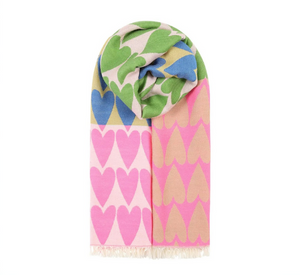 OMBRE LONDON - Multi-Colored Heart Print Scarf