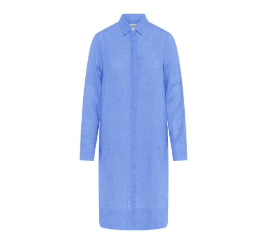 0039 ITALY - Gracia Linen Shirt Dress in Blue