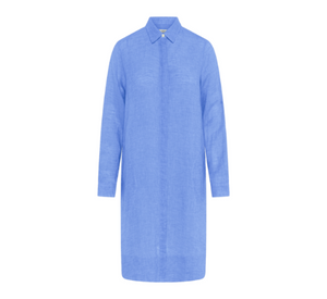 0039 ITALY - Gracia Linen Shirt Dress in Blue
