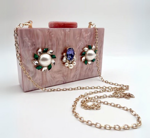 Anton Heunis - Box Clutch with Cluster Gems in Pink Multi