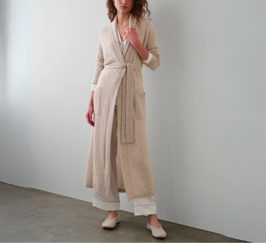 White + Warren - Long Cashmere Robe in Sand Wisp Heather White + Warren - Long Cashmere Robe in Sand Wisp Heather