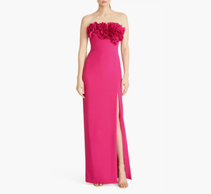 ML Monique Lhuillier - Gemma Strapless Column Gown in Fuschia