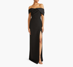 ml Monique Lhuillier Women's Celeste Crepe Off-the-Shoulder Gown - Black - Size 6 ml Monique Lhuillier Women's Celeste Crepe Off-the-Shoulder Gown - Black - Size 6