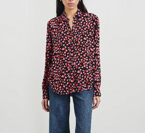 Rails - Josephine Love Struck Hearts Button Down Top in Pink, Red, and Black