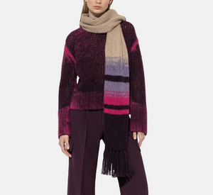 Luisa Cerano - Alpaca Blend Striped Scarf in Purple Multi