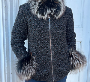 Peter Nathan Inc. - Bubble Leather and Fox Fur Coat in Brown