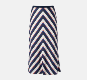 IRIS - Printed Stripe Pull on Skirt in Blue and Orange