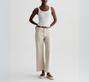 AG Jeans - Saige Wide Leg Raw Hem Crop Jean in Opal Stone