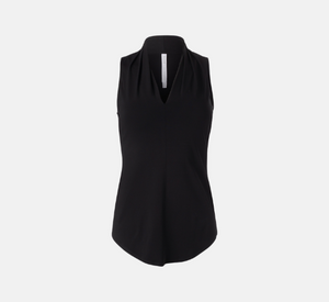 Iris Setlakwe - Matte Jersey Sleeveless Pleated V-Neck Top in Black