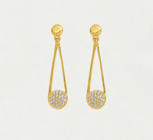 Dan Davidson Design - Mini Ipanema Pave Ball Gold Drop Earrings in White Topaz