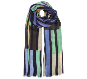 Echo - Color Block Stripe Happy Wrap in Blue