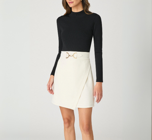 Shoshanna - Era Long Sleeve Bi-Color Dress in Jet and Ivory