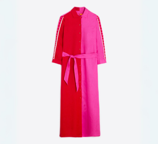 Vilagallo - Antonella Linen Dress in Red/Pink