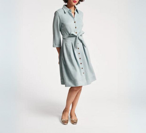 Frances Valentine - Bellini Microsuede Shirt Dress in Powder Blue