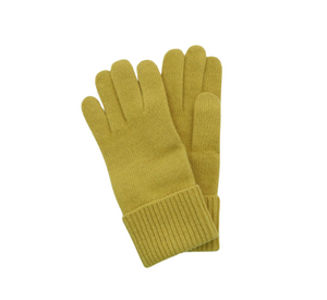 PORTOLANO - Cashmere Gloves with Ribbed Cuff in Sulfur